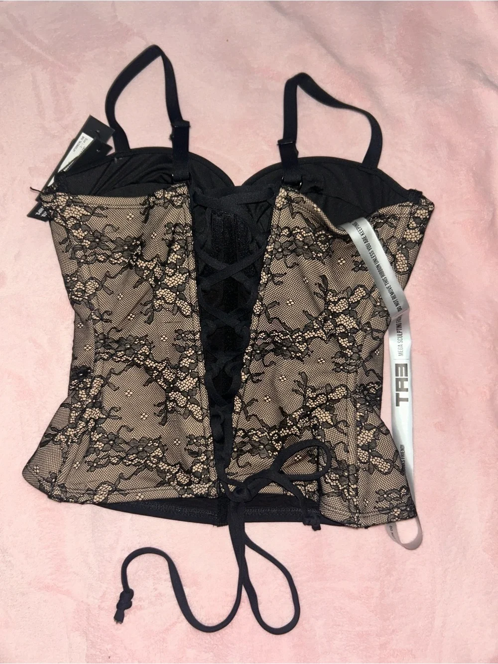 TA3 Black Lace Rhinestone Bustier Top - Picture 5 of 10